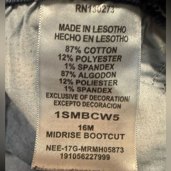 Riders By Lee MidRise Bootcut Denim Blue Jeans Distressed Size 16 - Picture 9 of 10